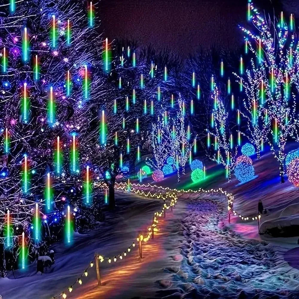 50cm (19.7in) 8-Tube LED Meteor Shower Rain String Lights - EU Plug Outdoor Fairy Garden Lights for Wedding & Christmas