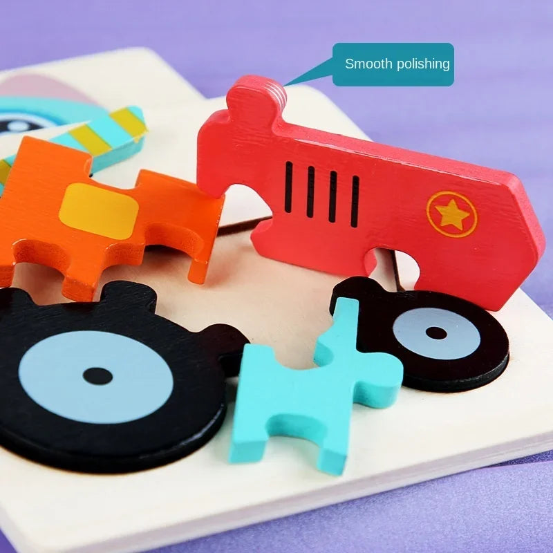 Colorful 3D Wooden Animal Puzzle – Montessori Educational Jigsaw Toy, 10.7 cm (4.21 in)