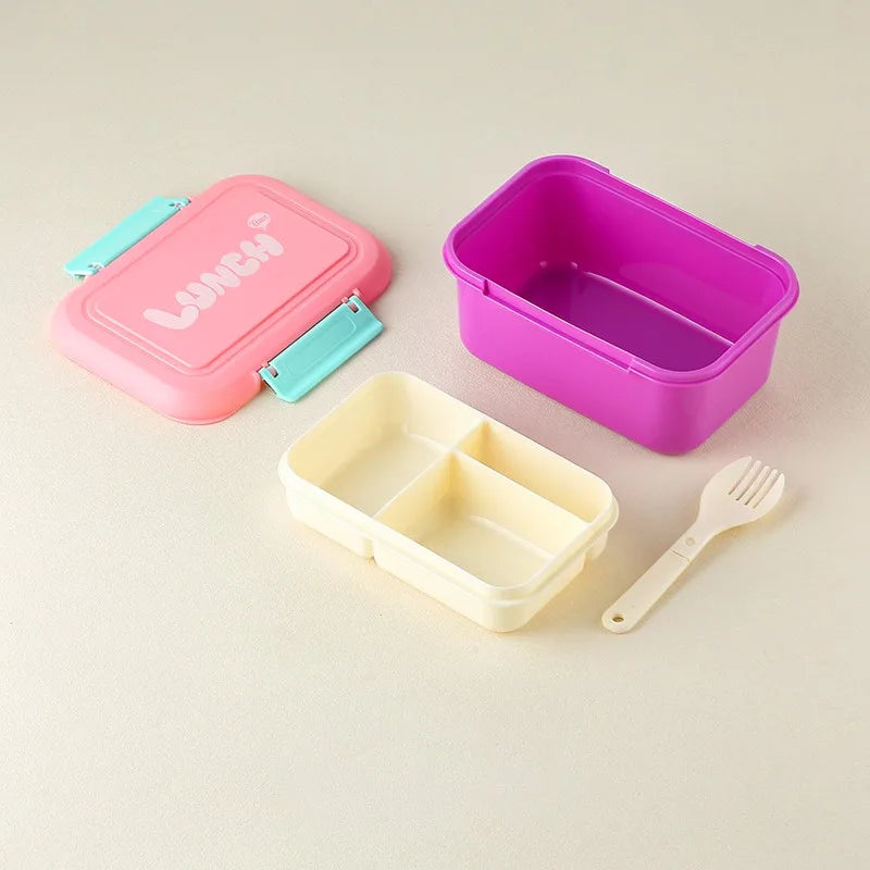Microwave-Safe Leakproof Bento Lunch Box with Divided Compartments & Utensils — 7.1 x 4.9 x 2.7 in (18 x 12.5 x 6.8 cm)