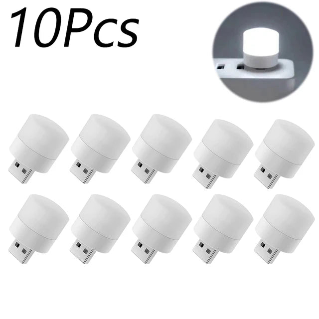 Mini USB Plug-In Night Light LED Warm/White Eye-Friendly Reading Light (1/3/5/10 Pack)