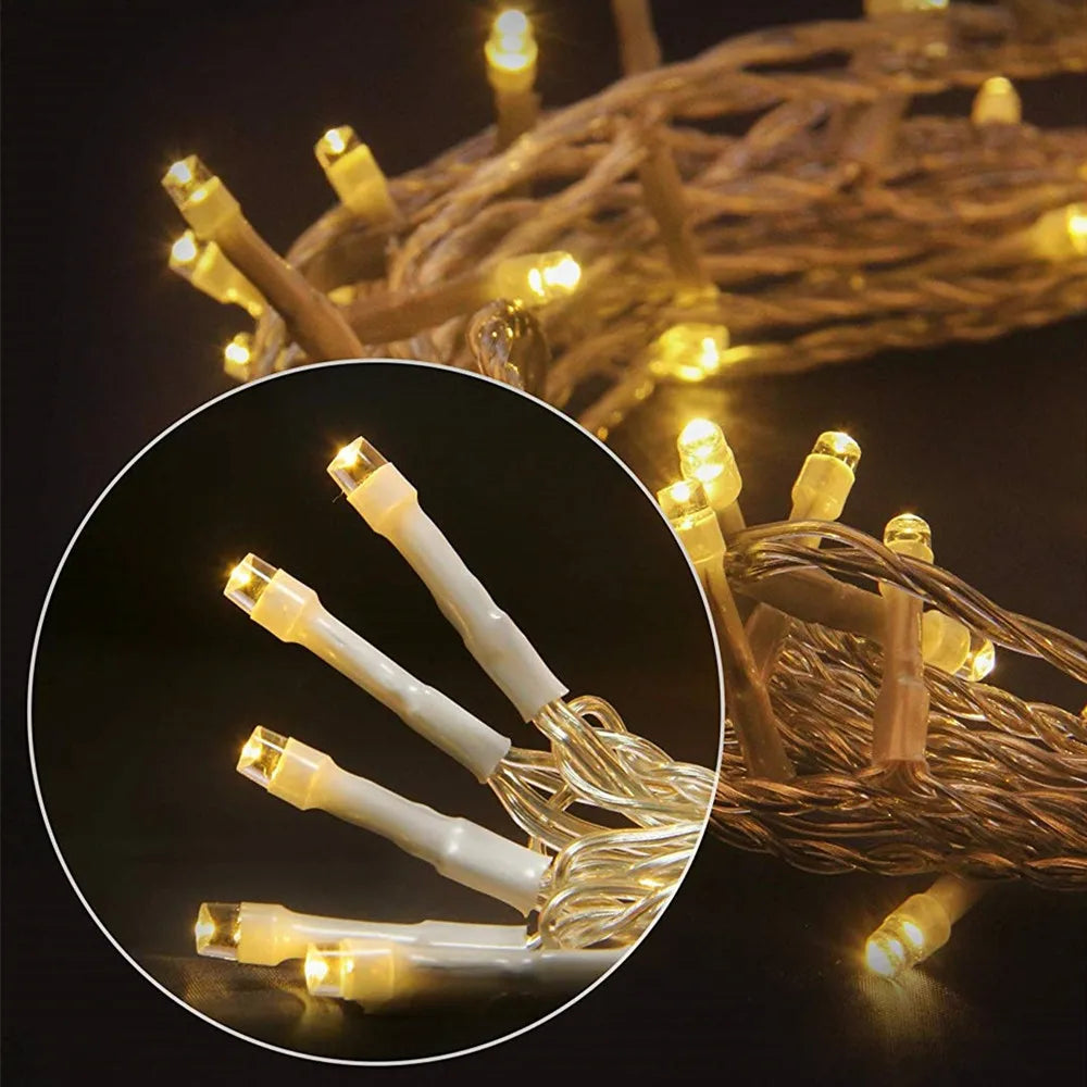 50M (164 ft) Warm White LED Fairy String Lights with EU Plug Waterproof Indoor Outdoor Christmas Party Garland