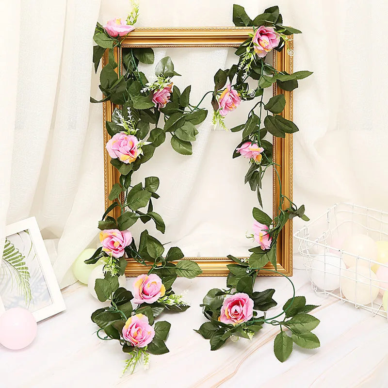250 cm (98.4 in) Rose Artificial Flower Garland – Faux Rose Vine for Wedding, Christmas, Home & Garden Arch Decor