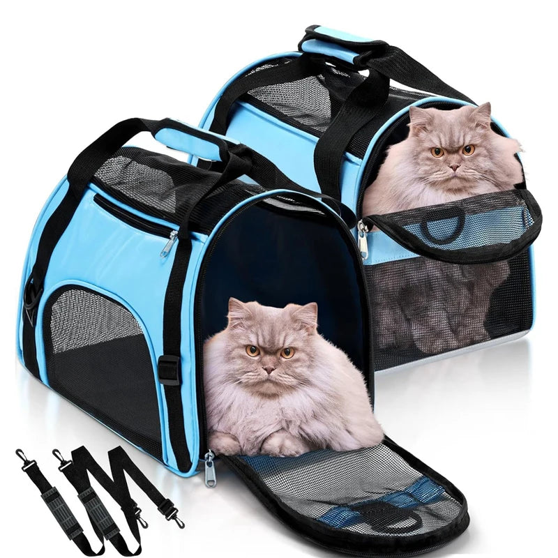 Portable Mesh Pet Carrier – Breathable Foldable Travel Handbag for Cats & Small Dogs