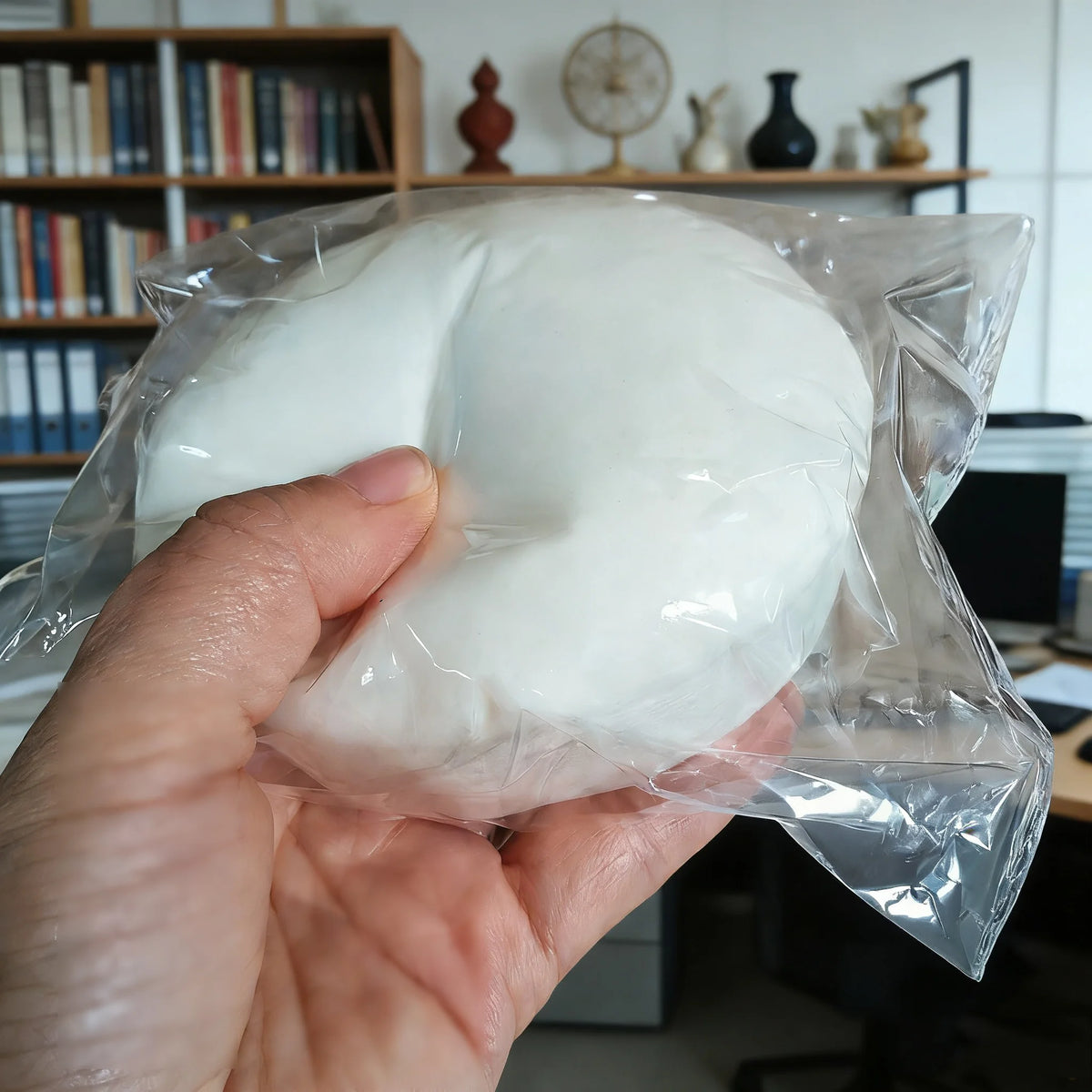 White Yogurt Cake Slow-Rising Squishy Stress Relief Toy Soft PU Squeeze Fidget for Kids & Adults