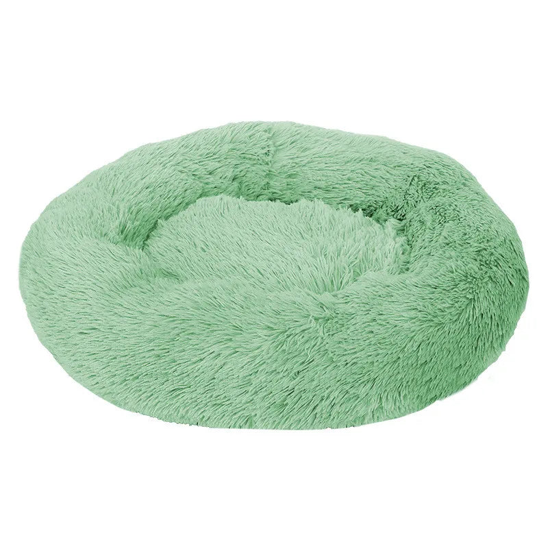 Round Plush Pet Bed 40–100cm (15.7–39.4 in) — Super Soft Long Plush Dog & Cat Bed, Winter Warm Nest