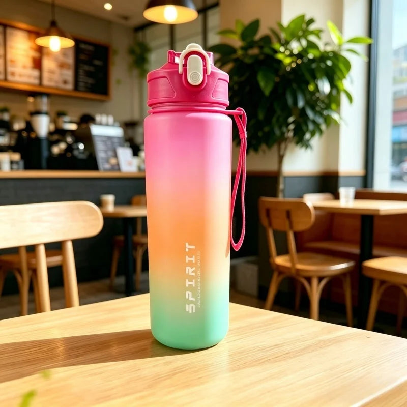 750–800ml Time-Tracking Sports Water Bottle with Straw, Leak-Proof Locking Flip Lid & Carry Strap (25–27 fl oz)
