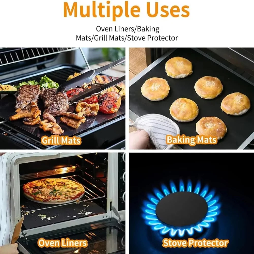 Reusable Non-Stick PTFE Grill & Oven Liner Mat — Heat-Resistant Baking & BBQ Mat