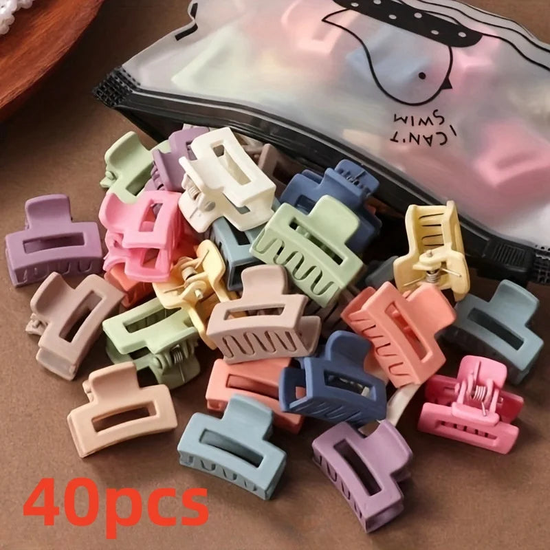 20-Pack Matte Hollow Hair Claw Clips, Solid Candy Colors Rectangular Barrettes for Women