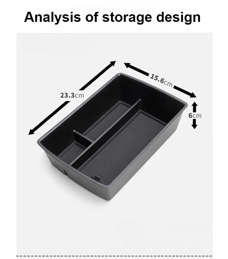 Armrest Storage Box - Car Center Console Organizer Tray TPE Auto Interior Storage