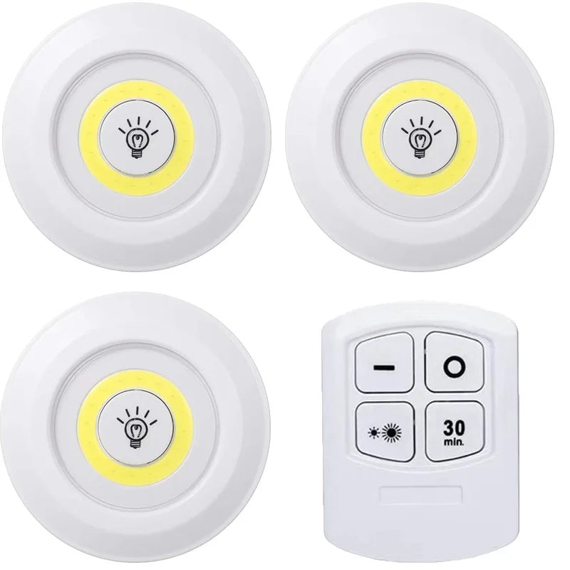 Dimmable Battery-Operated LED Under-Cabinet Light with Remote — Closet, Wardrobe & Bathroom Night Lamp