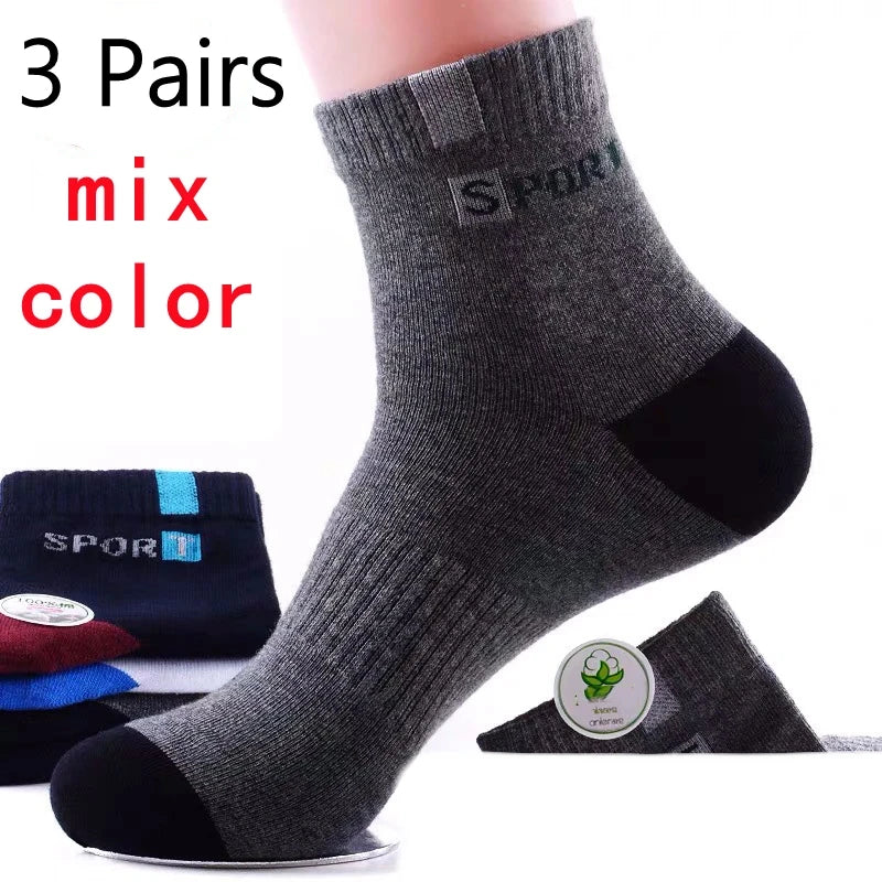 Men's Breathable Sports Crew Socks, 3/5/10 Pairs, Polyester-Cotton Anti-Odor Sweat-Absorbent