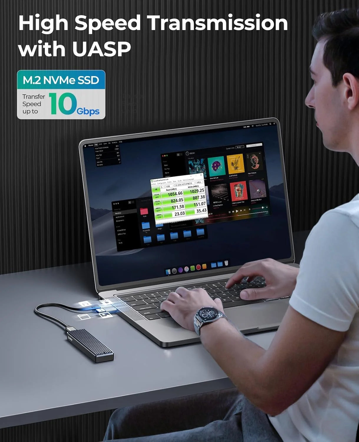 M.2 NVMe & SATA SSD Enclosure USB-C — Supports 2230/2242/2260/2280 | USB 3.2 Gen2 10Gbps / Gen2x2 20Gbps