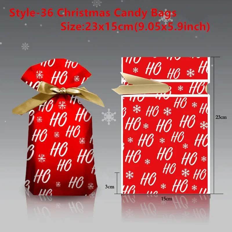 20/50-Pack Christmas Plastic Santa Gift Bags – Candy Packaging & Xmas Party Favor Bags