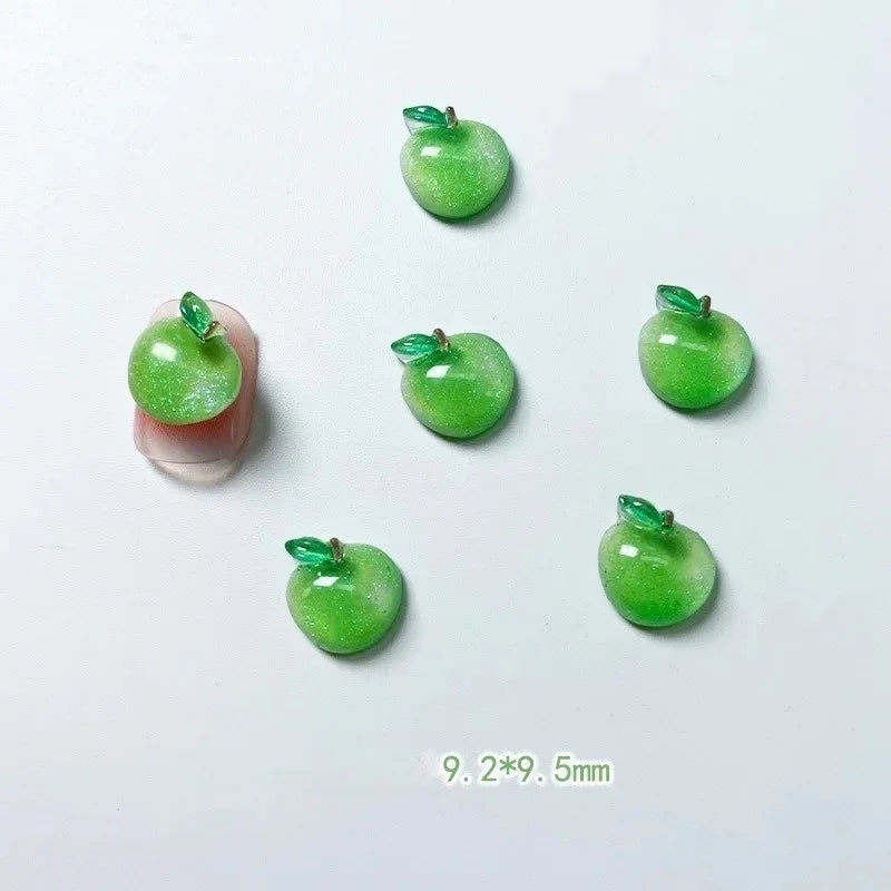 20-Pack 3D Mini Red Cherry Nail Charms Resin Nail Art Decorations for DIY Manicure