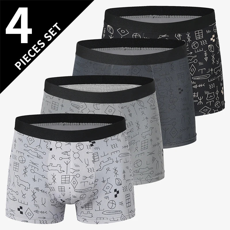 4/5-Pack Men's Printed Boyshort Swim Trunks – Comfortable Plus-Size Beach & Swim Shorts