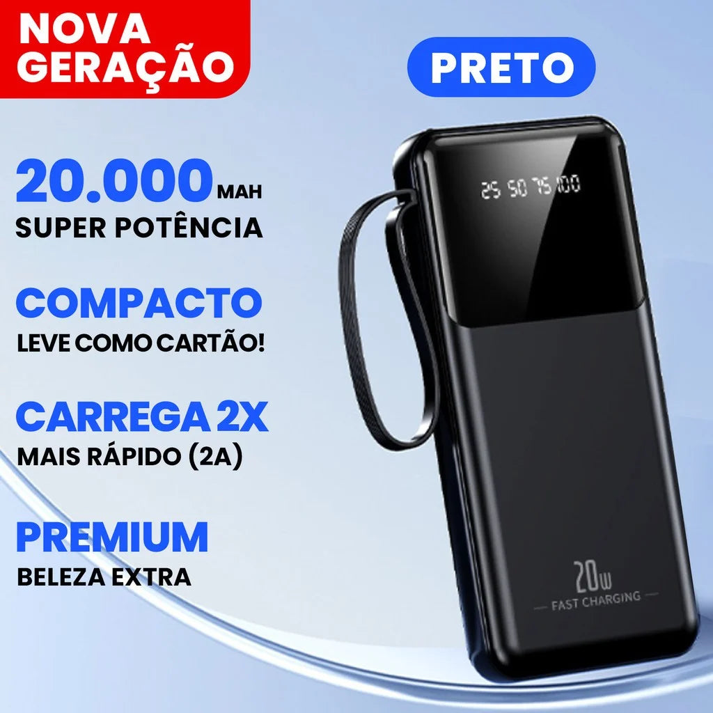 20000mAh Portable Power Bank with LED Flashlight & Digital Display Fast Charging (USB-C / Micro USB)