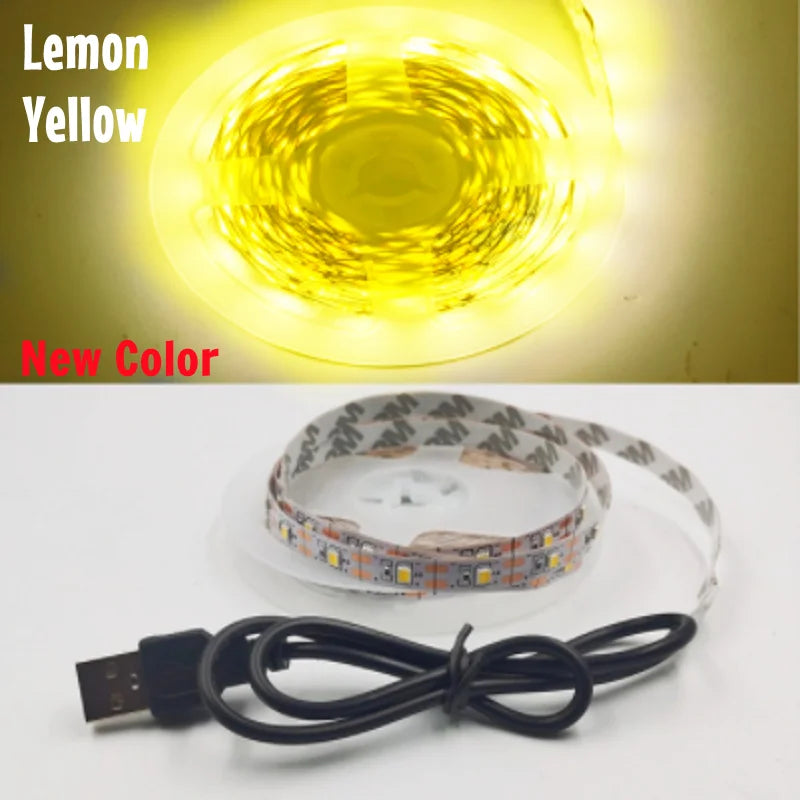 5V USB LED Strip Light 5m (16.4ft) & 1m (3.3ft) SMD3528 — Waterproof Flexible Color Strip Warm/Cool White + RGB for Cabinet, Ceiling & TV Backlight