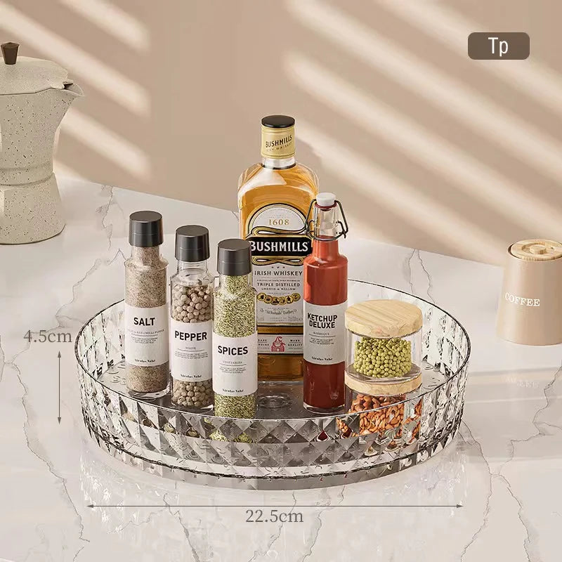 360 Degree Rotating Spice Rack 22.5 cm (8.9 in) Non-Slip Lazy Susan Tray for Kitchen, Pantry & Cosmetics