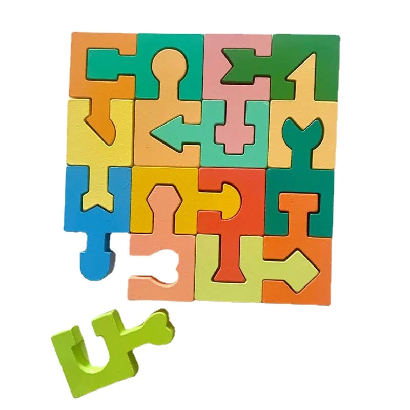 Wooden Shape-Matching Puzzle Blocks for Kids – Montessori Educational Toy, Ages 3-12