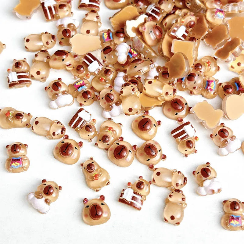 50pcs Cute Resin Capybara Nail Charms for Nail Art view 2