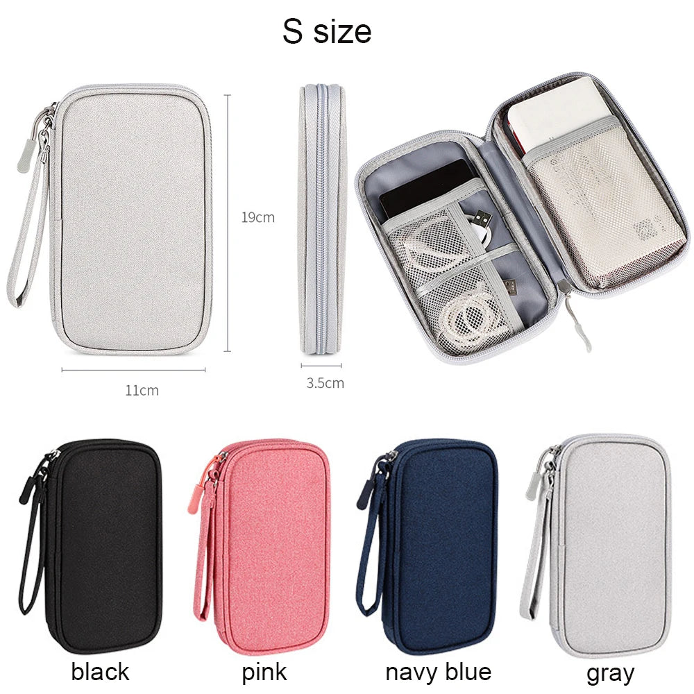 Portable Waterproof Cable Storage Bag - Travel Organizer Pouch for Power Bank, Earphones & Cables
