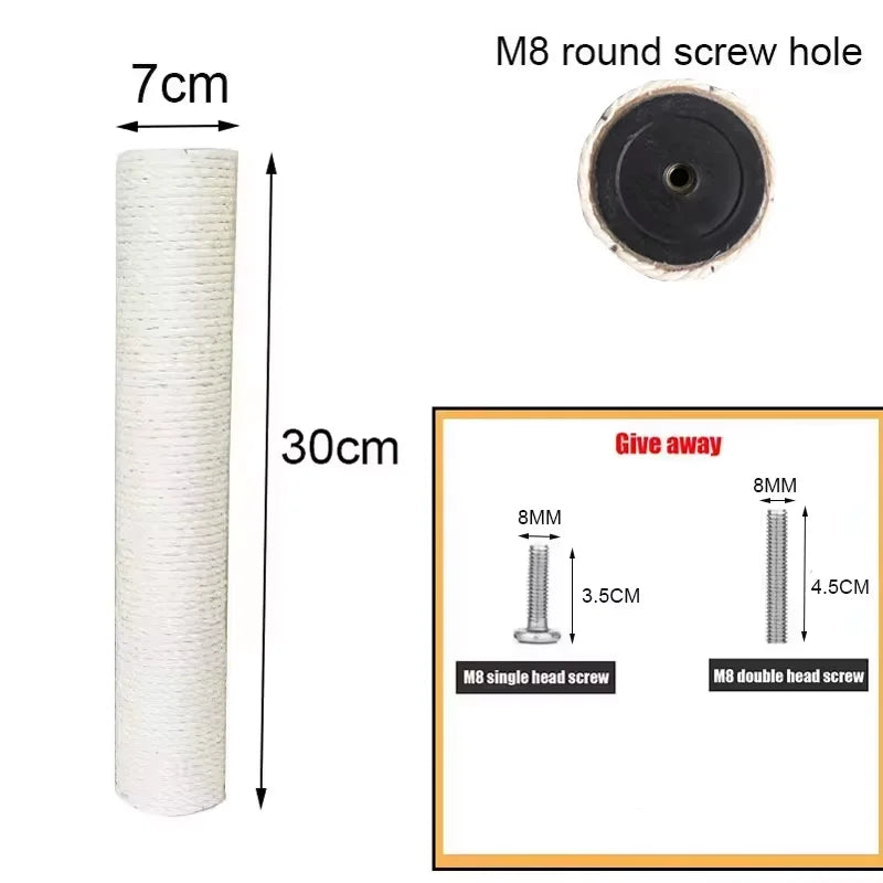 Cat Scratching Post Replacement for Cat Tree – Sisal Rope Climbing Post, Multiple Sizes (4.9–19.7 in / 12.5–50 cm)