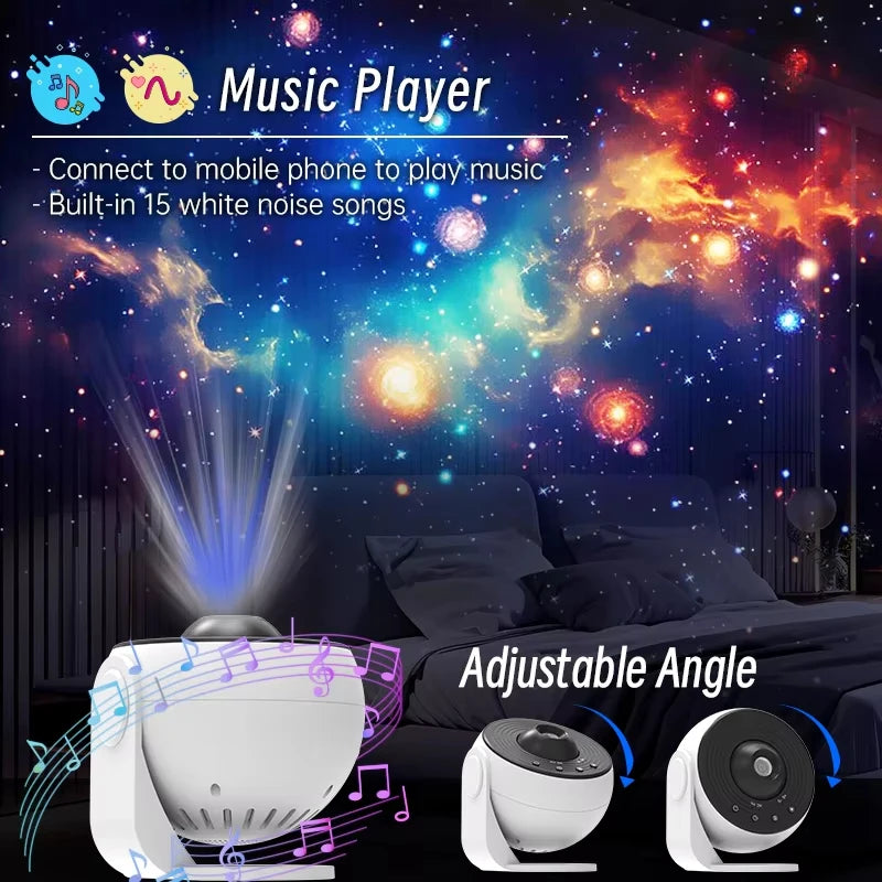 Galaxy Projector 5-in-1 Star Projector Night Light with Bluetooth Speaker & White Noise for Kids & Adults