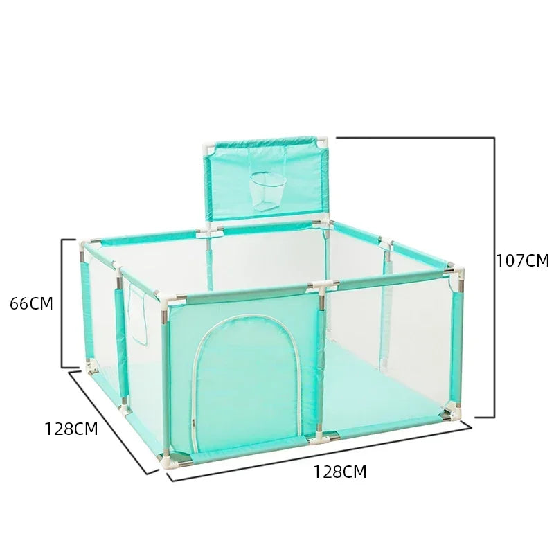 Square Baby Playpen 50.4 x 50.4 x 26 in (128 x 128 x 66 cm) Toddler Play Yard Ball Pit Safety Fence