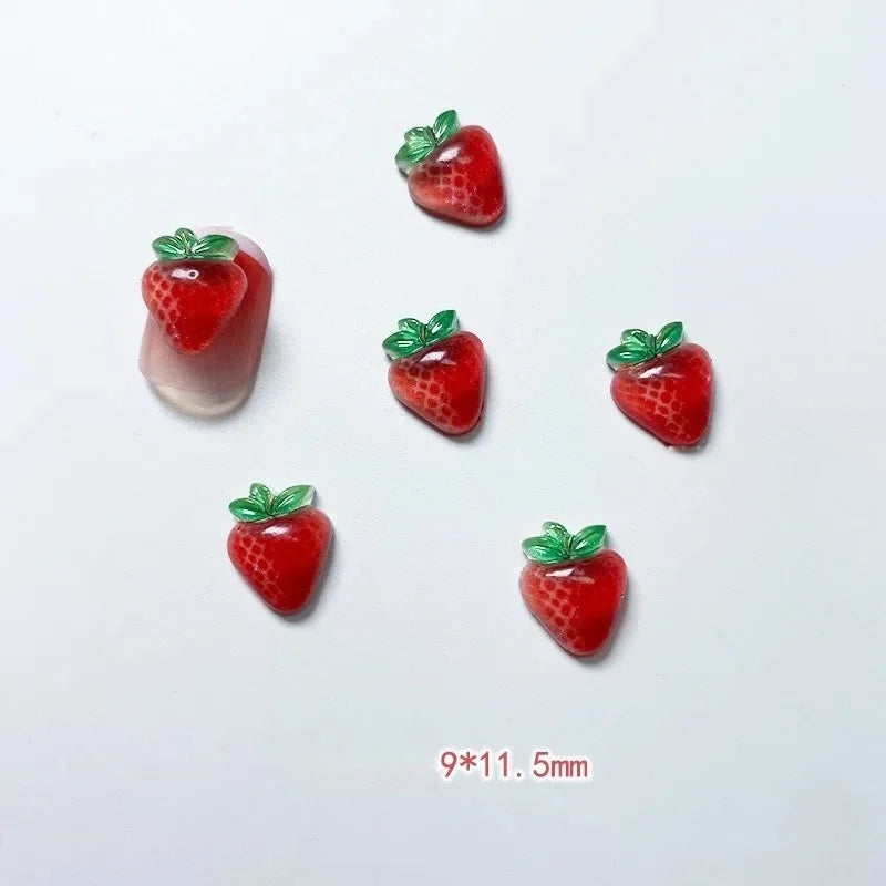 20-Pack 3D Mini Red Cherry Nail Charms Resin Nail Art Decorations for DIY Manicure