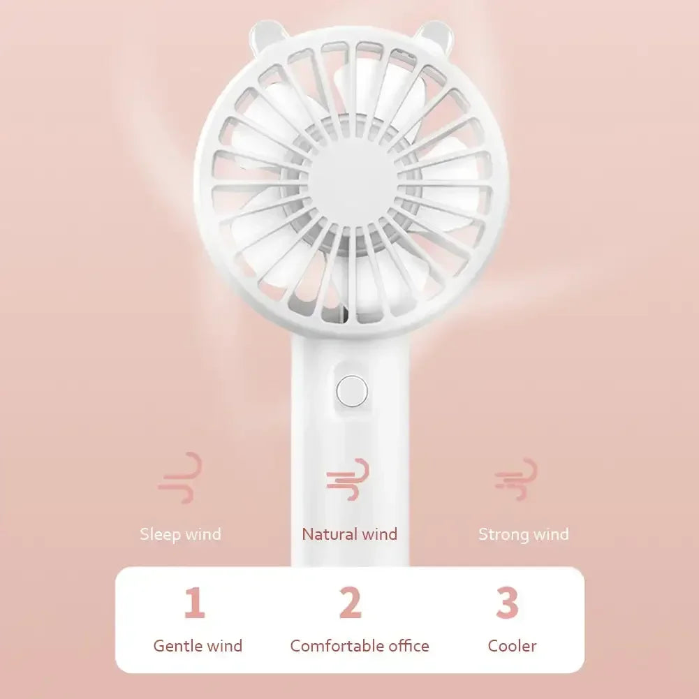 Mini USB Rechargeable Handheld Fan - Quiet Portable Cooling Fan for Desk & Travel (6.3 x 3.15 x 1.97 in / 16 x 8 x 5 cm)