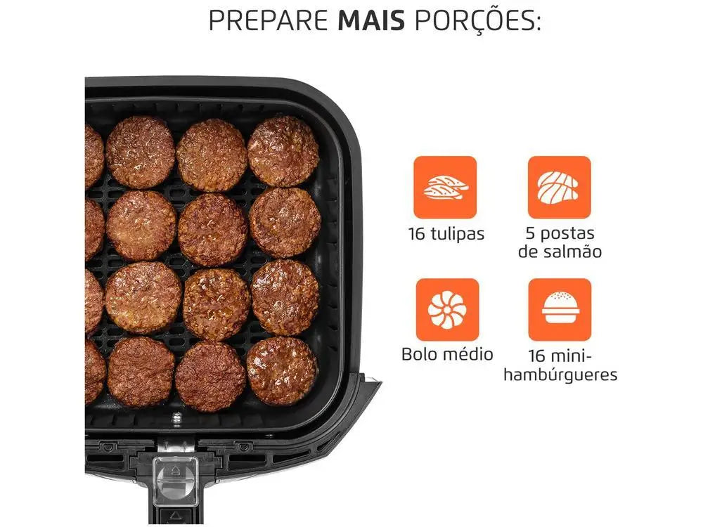 4L (4.2 qt) Oil-Free Air Fryer with Timer - Black Electric Air Fryer, Square Nonstick Basket, 110V