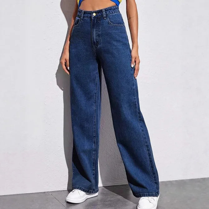 Women's High-Waist Wide-Leg Jeans S-5XL - Plus Size Straight-Leg Loose Casual Pants