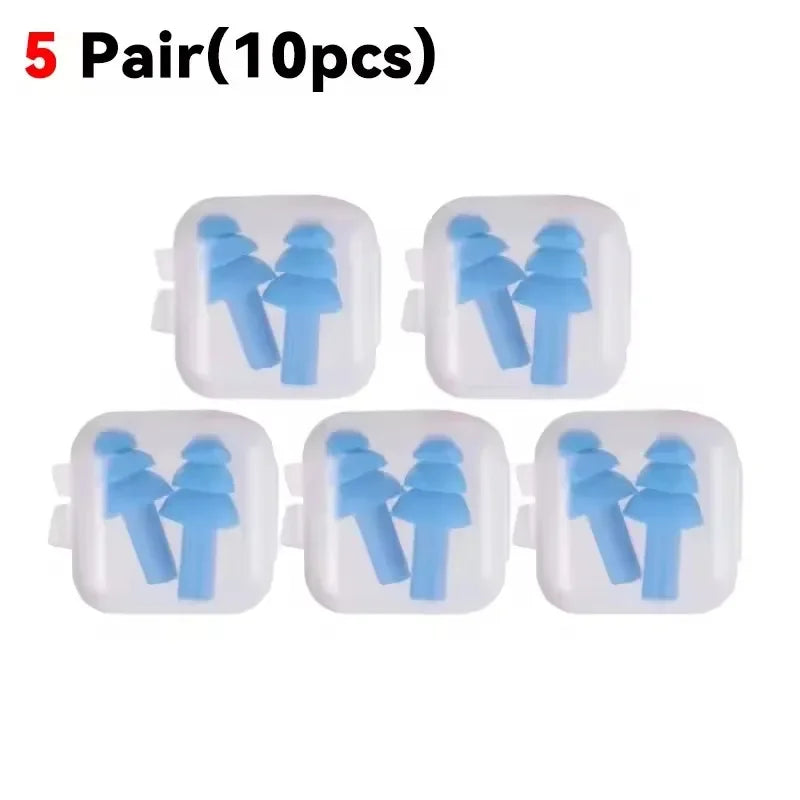 Reusable Silicone Ear Plugs - Noise Cancelling Sleeping & Waterproof Swimming Earplugs with Storage Box