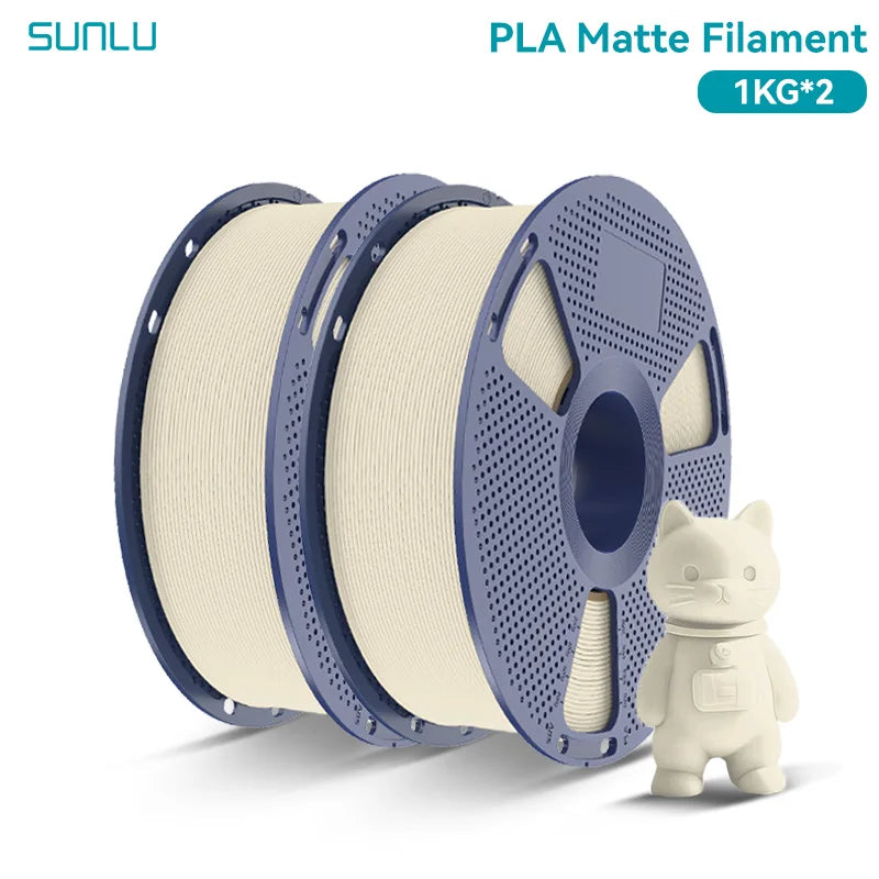PLA Matte Filament 1.75mm 1kg Spool (2.2 lb) 2-Pack, Matte Finish Neatly Wound for FDM 3D Printers