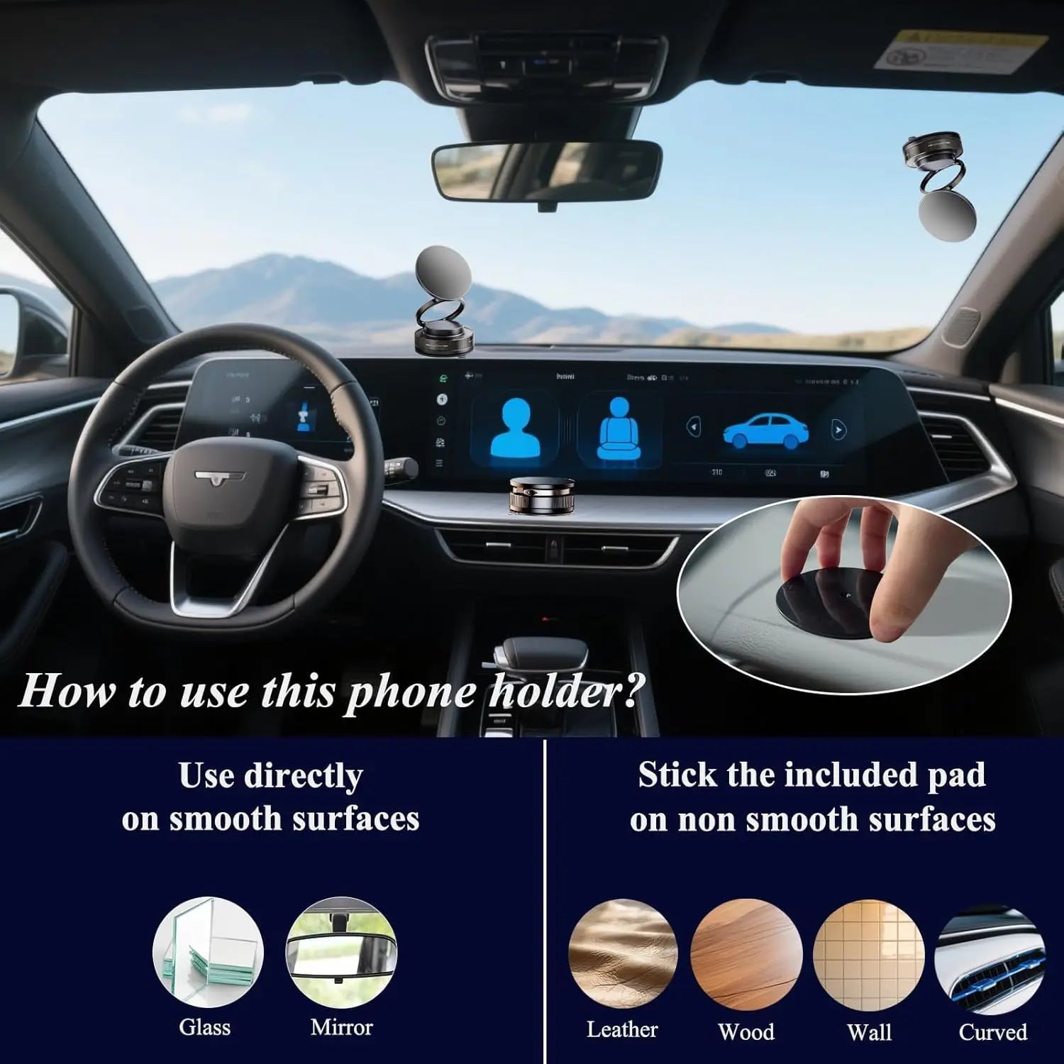 360° Magnetic Car Phone Holder – Strong Vacuum Suction Cup, Foldable Portable Phone Mount for iPhone & Android