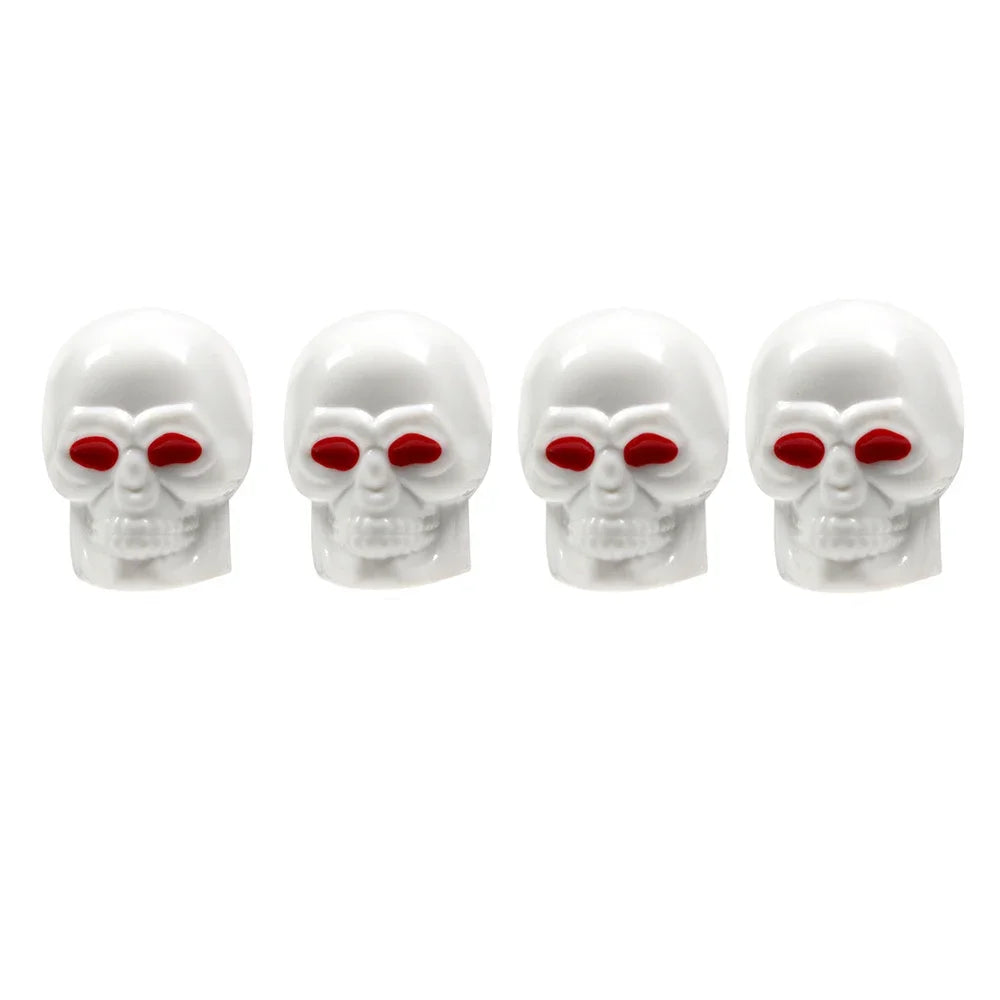 Skull Valve Stem Caps 4-Pack ABS Chrome Tire Valve Covers for Cars Motorcycles Bikes