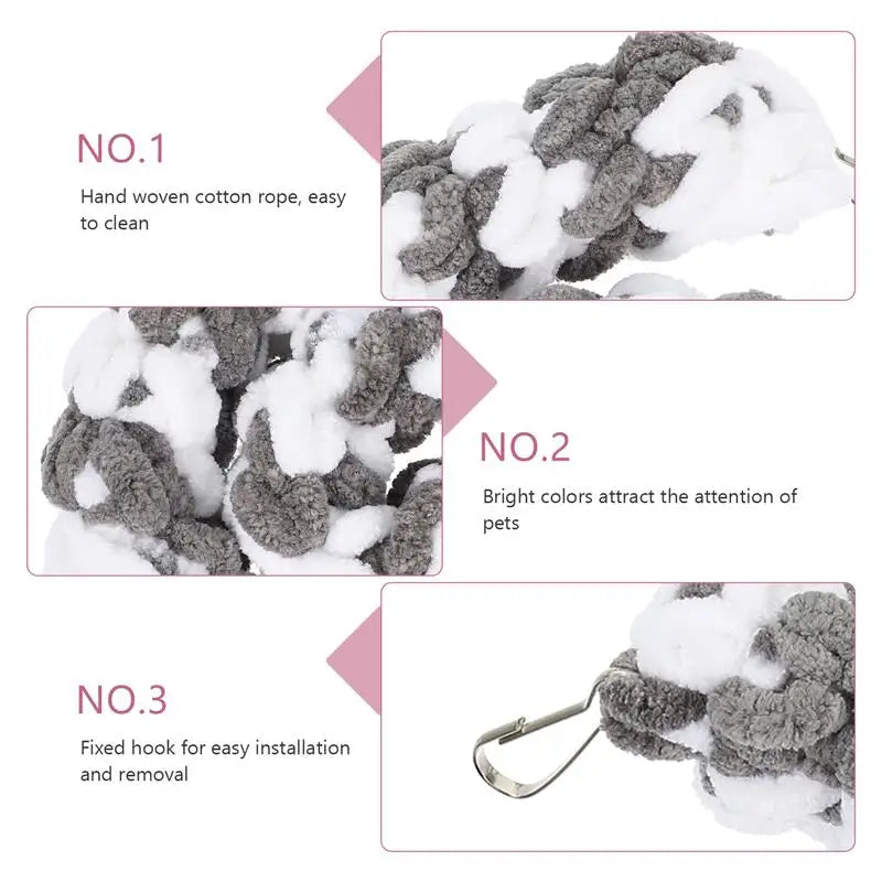 Small Pet Cotton Rope Climbing Toy for Rats, Hamsters, Guinea Pigs & Sugar Gliders — 60cm (23.6in) Durable Hanging Chew Toy