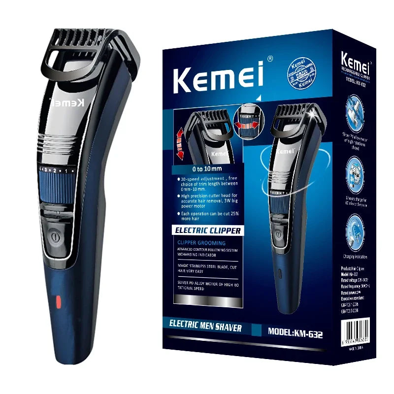 Rechargeable Cordless Beard & Mustache Trimmer, Adjustable 0.5–10 mm (0.02–0.39 in) Stubble Clipper