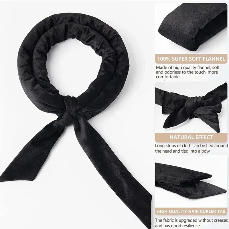 Heatless Curling Headband Soft Velvet No-Heat Hair Rollers Overnight Sleep-In Curling Rod with Hair Ties