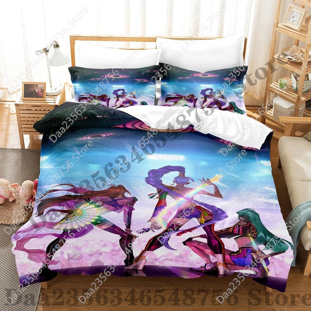 K-Pop Demon Hunter Anime 3D Print Duvet Cover Set – Twin/Full/Queen/King 3-Piece Bedding (Duvet Cover + 2 Pillowcases)