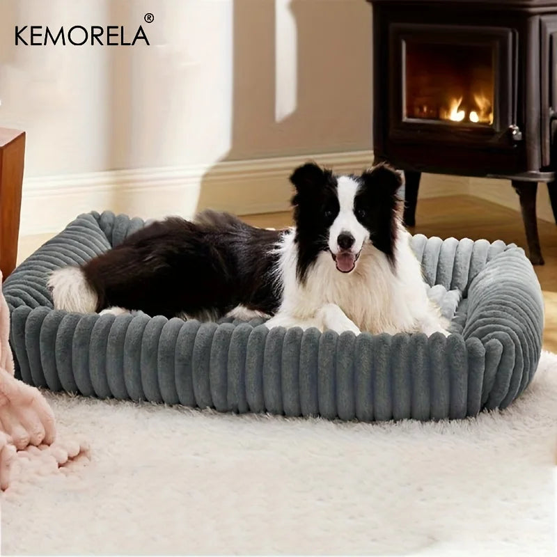 Orthopedic Plush Dog Bed – High-Resilience Support Mattress for Small to Medium Dogs, All-Season Fluffy Pet Bed for Bedroom