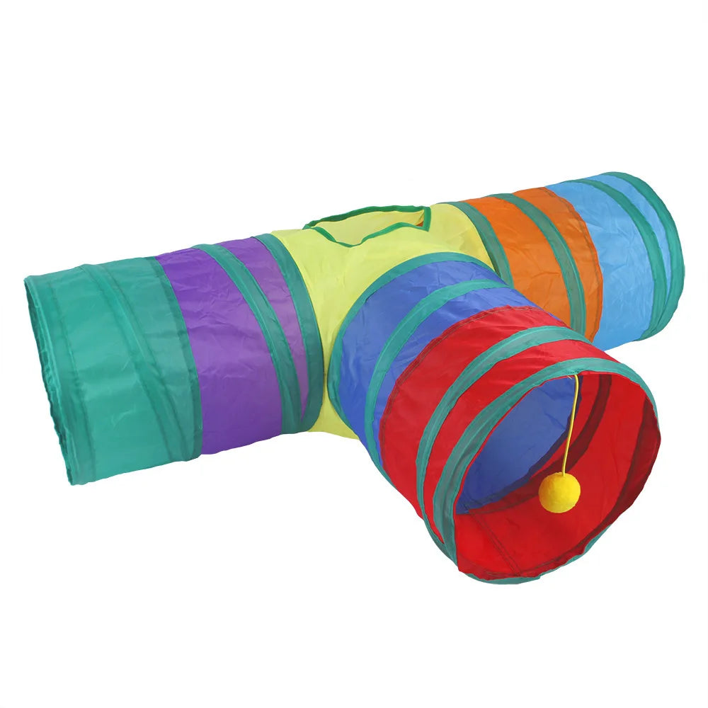 Foldable S-Shaped Cat Tunnel – Collapsible Play Tunnel for Cats, Rabbits & Small Pets, Interactive Crinkle Toy for Indoor Play