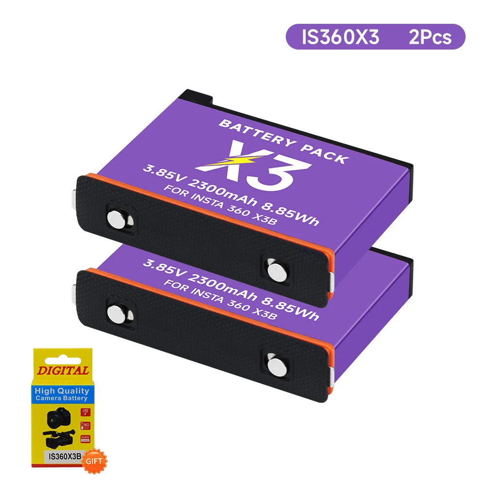 2300mAh 3.85V Rechargeable Li‑ion Camera Battery + 2‑Slot LED Fast Charger Kit for Action Cameras