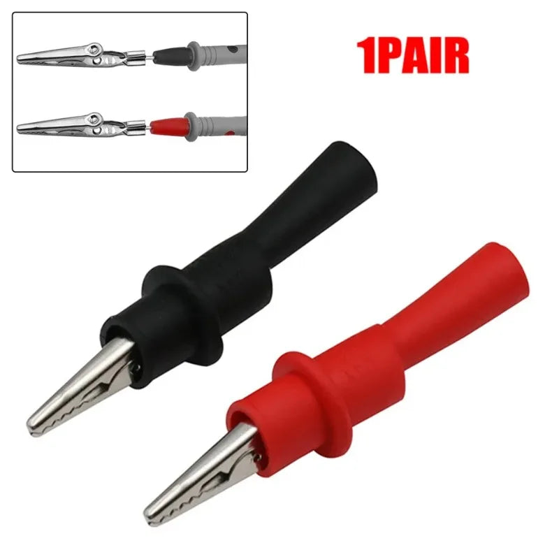 2-Pack Alligator Clip Test Leads for Multimeter – 10A 1000V Red & Black Crocodile Clips