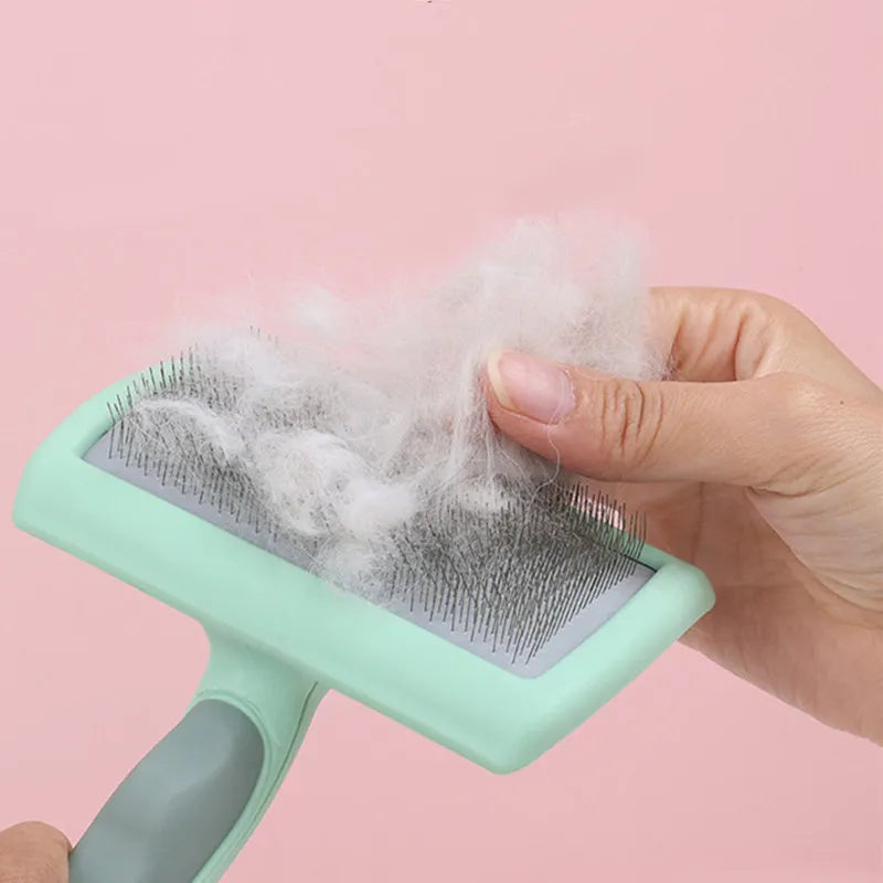 Stainless Steel Pet Grooming Brush for Dogs & Cats – Massage Hair Remover with Soft Handle