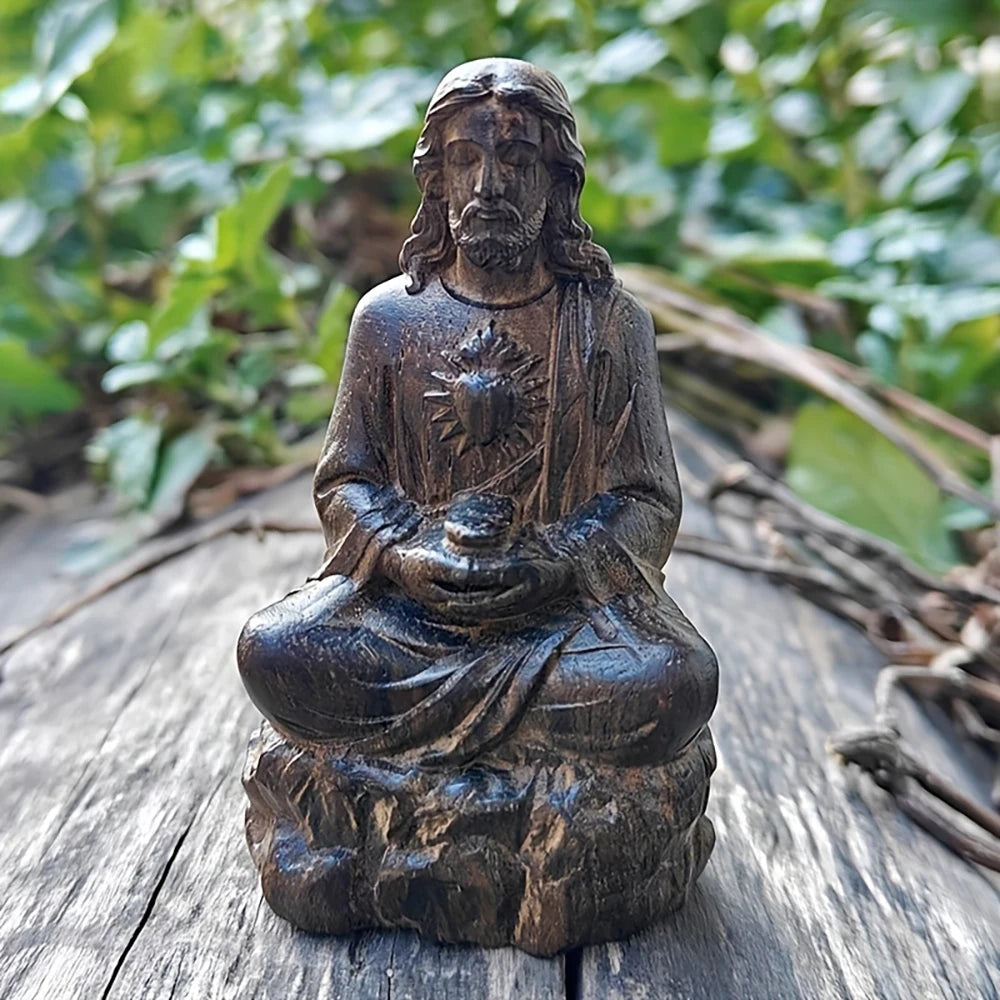 Handcrafted Wooden Jesus Statue, Religious Figurine Tabletop Decor, Christian Home & Christmas Gift