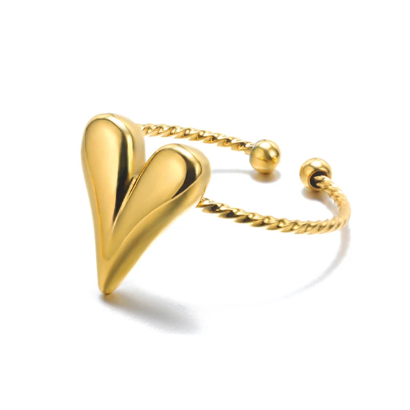 316L Stainless Steel Gold-Tone Women's Ring – Hypoallergenic Classic Tension-Set Wedding & Couple Ring