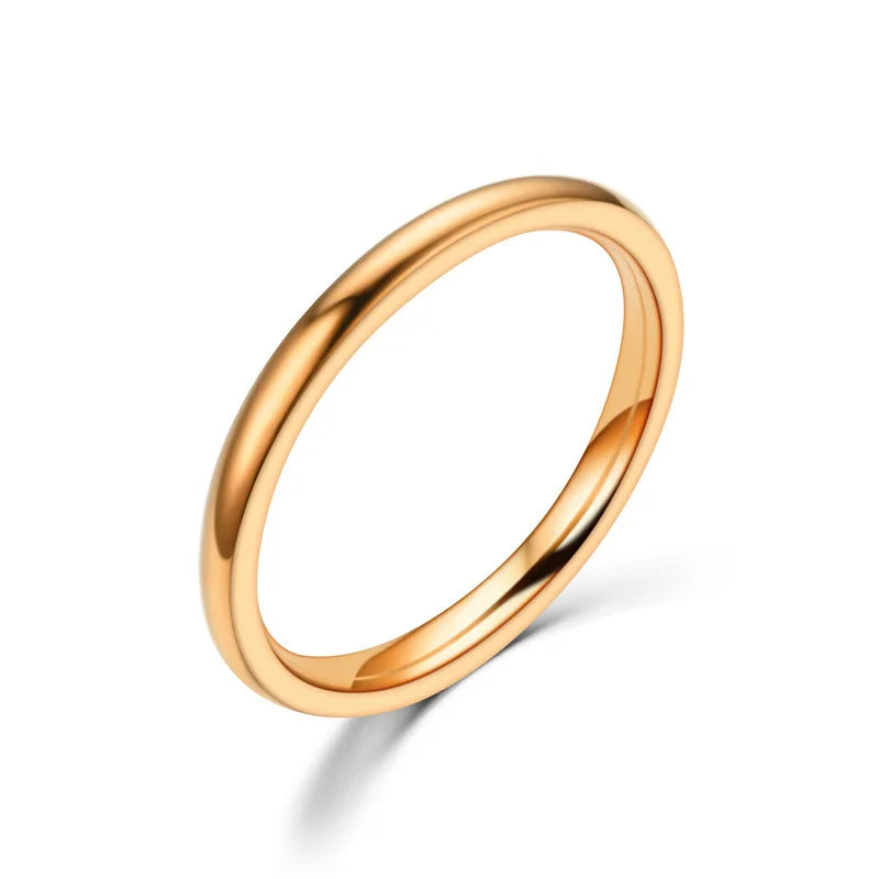 2mm (0.08 in) Rose Gold Stainless Steel Thin Band - Minimal Stackable Women's Wedding Ring Gift