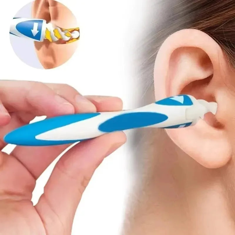 Silicone Ear Wax Remover Tool with 16 Replaceable Soft Tips – Safe Spiral Ear Cleaner for Home & Travel