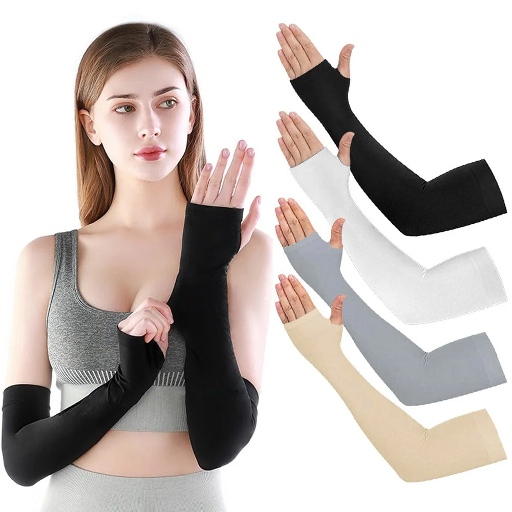 Cooling Ice Fabric Arm Sleeves - Sun Protective Sleeves for Running & Cycling - Unisex